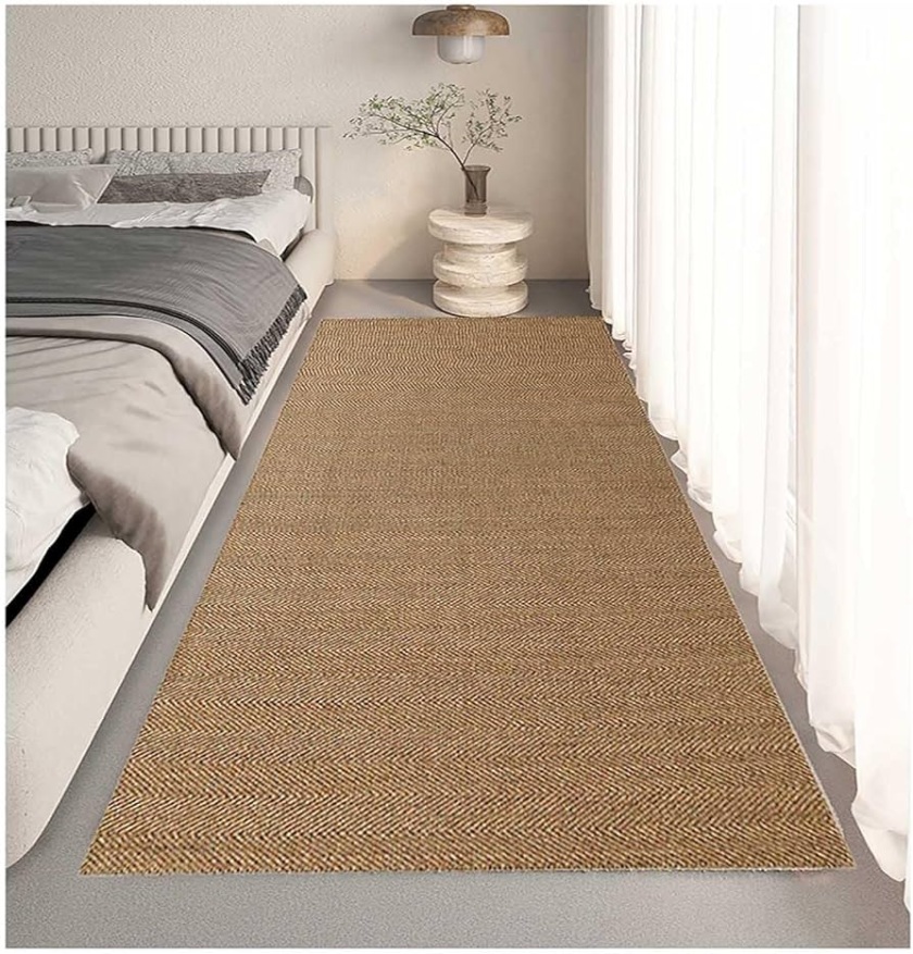Alfombra de sisal, fibra natural, antideslizante para dormitorio, tapete  para pasillo, alfombra de área de hogar, fácil de limpiar, para sala de