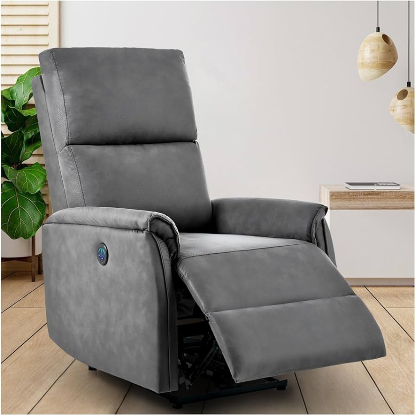 cinkehome Sillones reclinables eléctricos pequeños, silla reclinable  eléctrica con puerto USB, reclinables de cine en casa, cojín de respaldo  grueso,