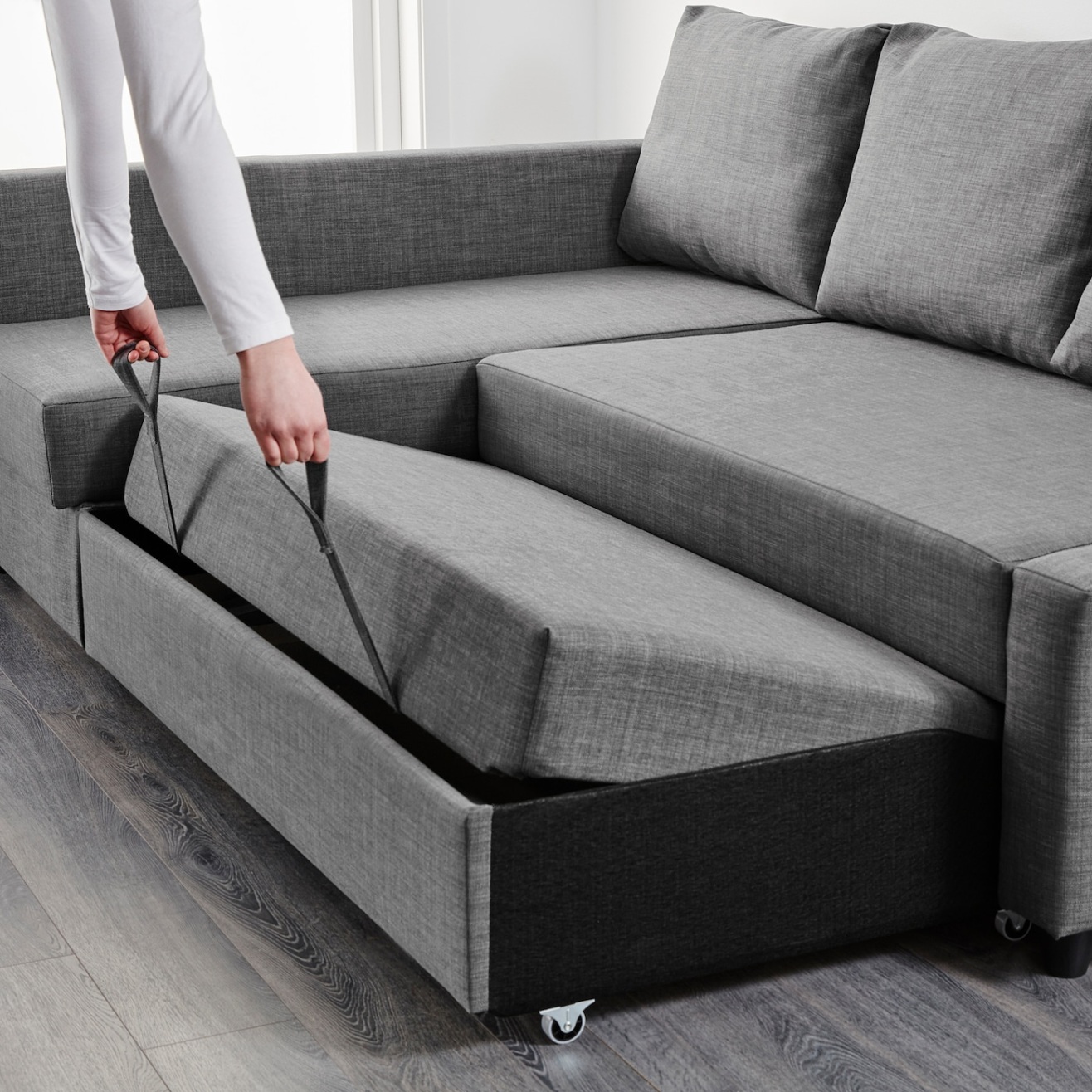 FRIHETEN Sleeper sectional, seat w/storage, Skiftebo dark gray - IKEA