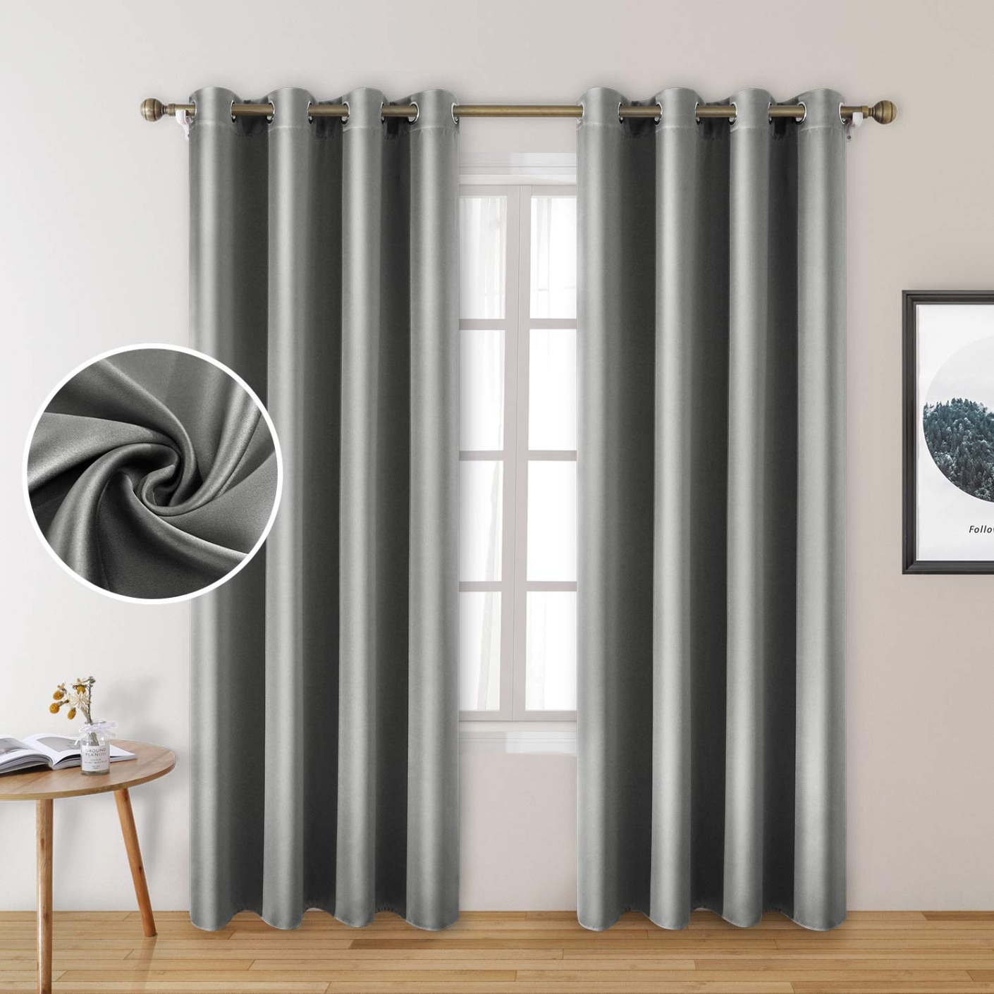 HOMEIDEAS  paneles de cortina de seda sintética, cortinas opacas para  dormitorio