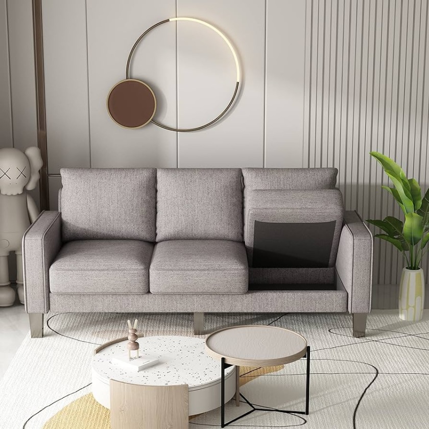 KoiHome Espacio de almacenamiento tapizado de  plazas, sofá cama de   pulgadas con brazos cuadrados, tumbona moderna para sala de estar,  dormitorio,