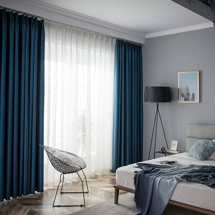 SetSailW Cortinas opacas con aislamiento térmico, color gris, cortina opaca  térmica para sala de estar con ganchos, cortinas oscuras para decoración
