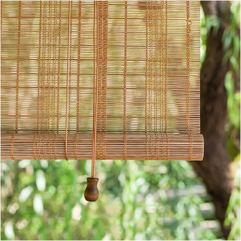 SHUITUKOUU Natural Persiana Enrollable Bambú,Cortina Estor Enrollable  Bambú,Cortina Bambú,cortinas solares,filtrado luz,transpirable,protección